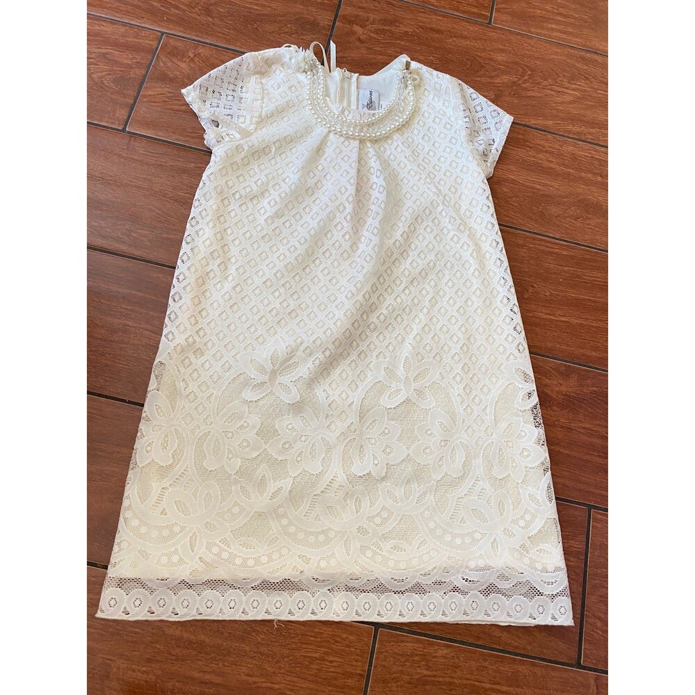 Rare editions ivory white girl a-line dress tea party lady 6X